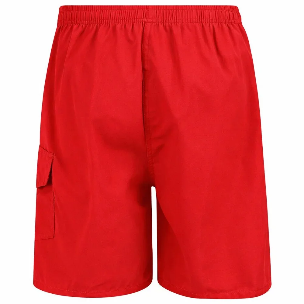 Men’s Red Swim Trunks Cargo Pocket Mesh Lined Quick Dry Beach Shorts, NEW - Picture 4 of 7